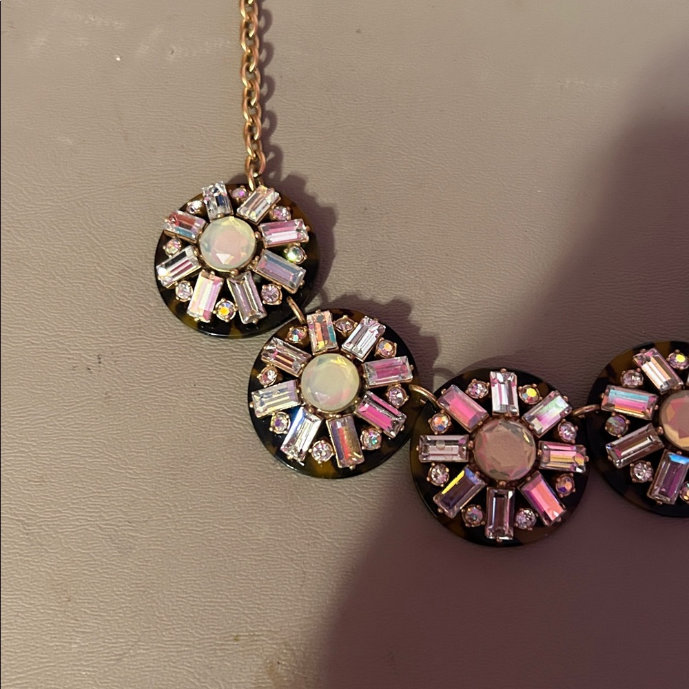 JCrew Iridescent Crystal Necklace on Tortoise Discs - Picture 4 of 6